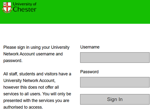 Chester Uni Portal login